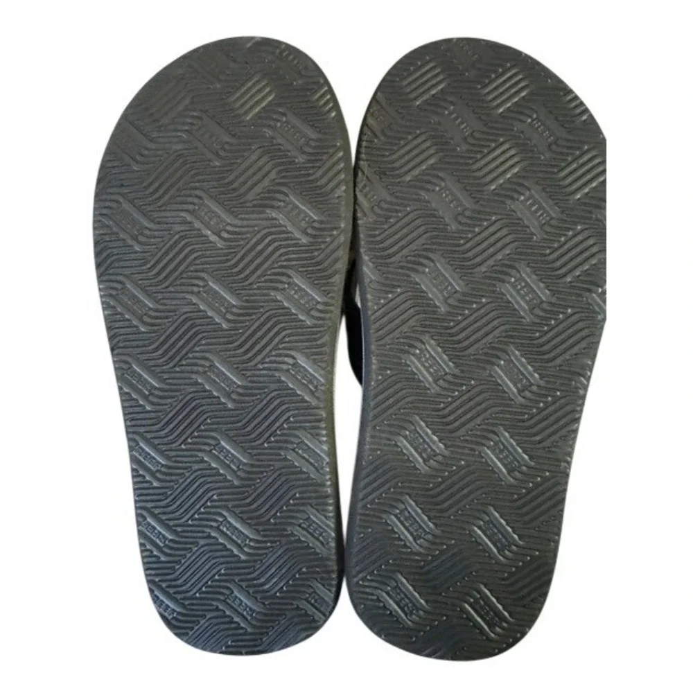NWOT Reef Fanning Mens Black Grey Flip Flop Sandals Size 9